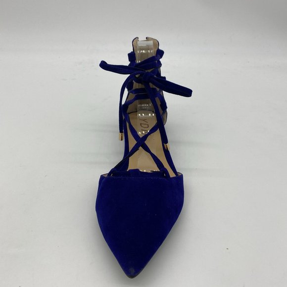 YDN Shoes - YDN Navy Pointy Toe Ankle Strap Flats Lace Up Shoe